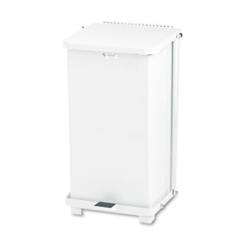 Rubbermaid Commercial Defenders Biohazard Step Can  Square  Steel  12 gal  White (RCP ST12EPLWH)