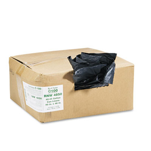 Earthsense Commercial Linear Low Density Recycled Can Liners  45 gal  1 25 mil  40  x 46   Black  100 Carton (WEB RNW4850)