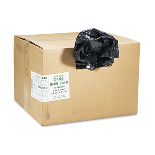 Earthsense Commercial Linear Low Density Recycled Can Liners  16 gal  0 85 mil  24  x 33   Black  500 Carton (WEB RNW3310)