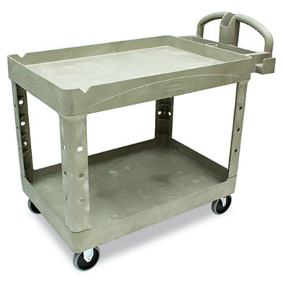 Rubbermaid Commercial Heavy-Duty Utility Cart  Two-Shelf  25 9w x 45 2d x 32 2h  Beige (RCP 4520-88 BEI)