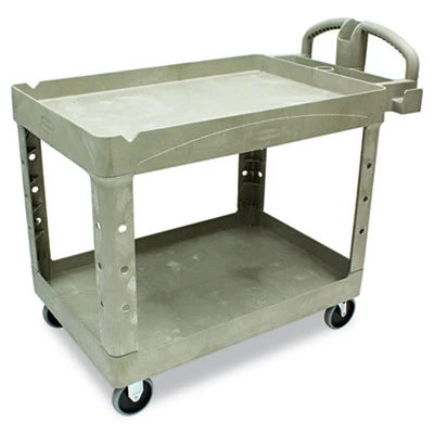 Rubbermaid Commercial Heavy-Duty Utility Cart  Two-Shelf  25 9w x 45 2d x 32 2h  Beige (RCP 4520-88 BEI)