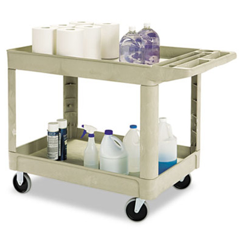 Rubbermaid Commercial Heavy-Duty Utility Cart  Two-Shelf  25 9w x 45 2d x 32 2h  Beige (RCP 4520-88 BEI)