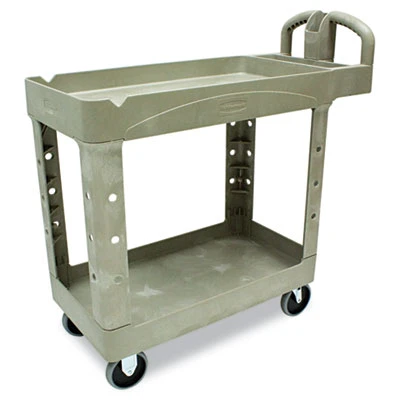 Rubbermaid Commercial Heavy-Duty Utility Cart  Two-Shelf  17 13w x 38 5d x 38 88h  Beige (RCP 4500-88 BEI)