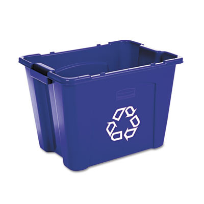 Rubbermaid Commercial Stacking Recycle Bin  Rectangular  Polyethylene  14 gal  Blue (RCP 5714-73 BLU)