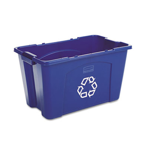 Rubbermaid Commercial Stacking Recycle Bin  Rectangular  Polyethylene  18 gal  Blue (RCP 5718-73 BLU)