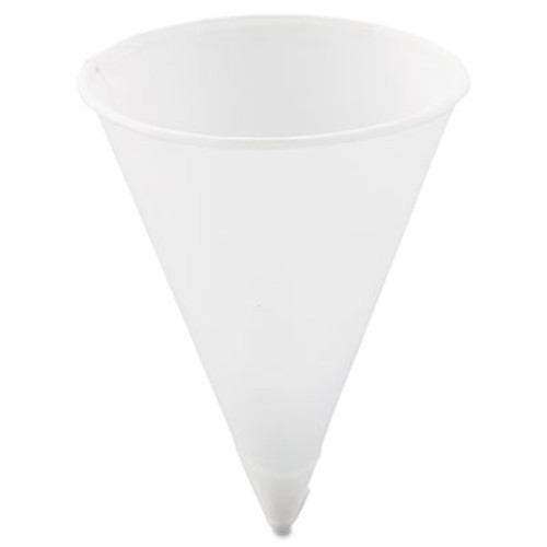 Dart Cone Water Cups  Paper  4oz  Rolled Rim  White  200 Bag  25 Bags Carton (SCC 4R)