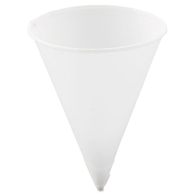 Dart Cone Water Cups  Paper  4oz  Rolled Rim  White  200 Bag  25 Bags Carton (SCC 4R)