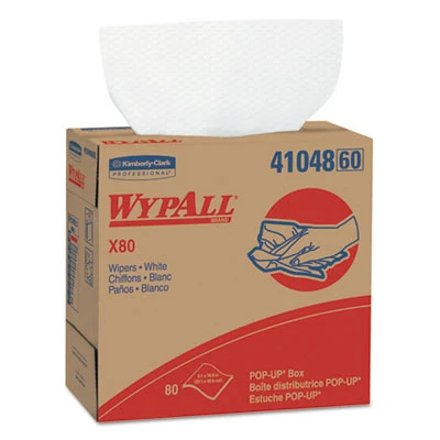 WypAll X80 Cloths  HYDROKNIT  POP-UP Box  9 1 10 x 16 4 5  White  80 Bx  5 Boxes Carton (KCC 41048)