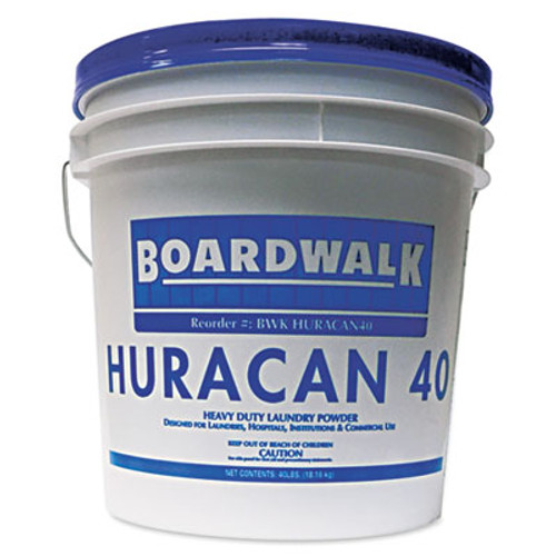 Boardwalk Low Suds Industrial Powder Laundry Detergent  Fresh Lemon Scent  40lb Pail (BWK HURACAN40)