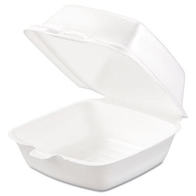 Dart Carryout Food Container  Foam  1-Comp  5 1 2 x 5 3 8 x 2 7 8  White  500 Carton (DCC 50HT1)