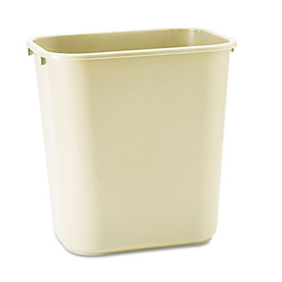 Rubbermaid Commercial Deskside Plastic Wastebasket  Rectangular  7 gal  Beige (RCP 2956 BEI)