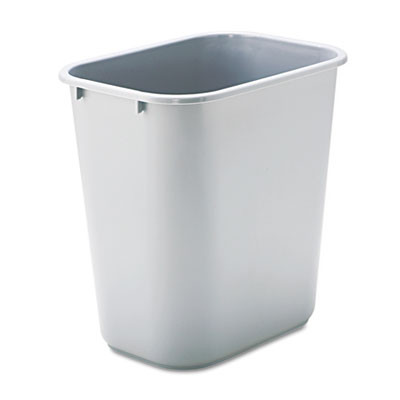 Rubbermaid Commercial Deskside Plastic Wastebasket  Rectangular  7 gal  Gray (RCP 2956 GRA)