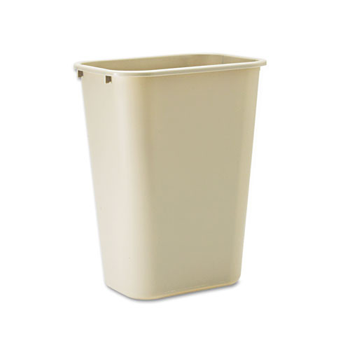 Rubbermaid Commercial Deskside Plastic Wastebasket  Rectangular  10 25 gal  Beige (RCP 2957 BEI)