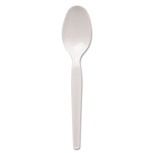 Dixie Plastic Cutlery  Heavy Mediumweight Teaspoons  White  1 000 Carton (DIX TM217)