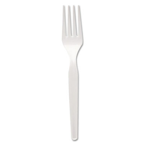 Dixie Plastic Cutlery  Heavy Mediumweight Forks  White  1 000 Carton (DIX FM217)