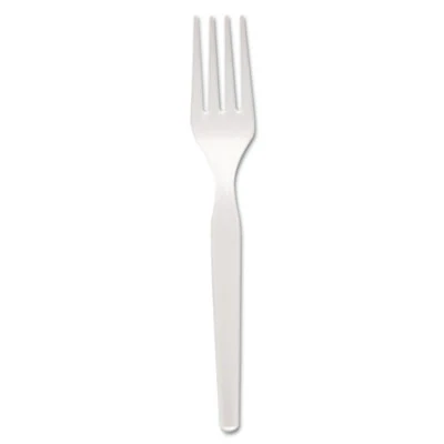 Dixie Plastic Cutlery  Heavy Mediumweight Forks  White  1 000 Carton (DIX FM217)
