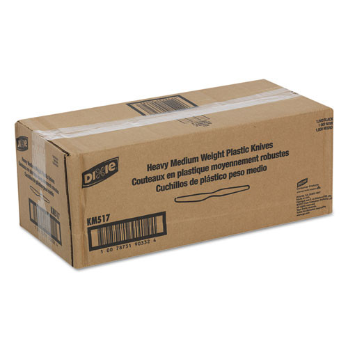 Dixie Plastic Cutlery  Heavy Mediumweight Knives  Black  1 000 Carton (DIX KM517)