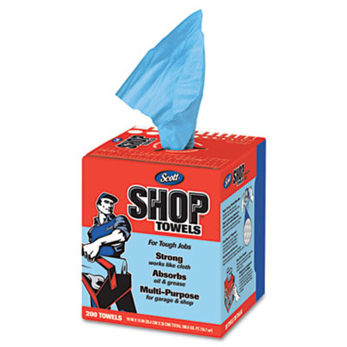 Scott Shop Towels  POP-UP Box  Blue  10 x 12  200 Box  8 Boxes Carton (KCC 75190)