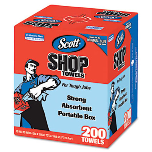 Scott Shop Towels  POP-UP Box  Blue  10 x 12  200 Box  8 Boxes Carton (KCC 75190)