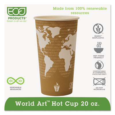 Eco-Products World Art Renewable Compostable Hot Cups  20 oz   50 PK  20 PK CT (ECP EP-BHC20-WA)