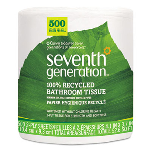 Seventh Generation 100  Recycled Bathroom Tissue  Septic Safe  2-Ply  White  500 Sheets Jumbo Roll  60 Carton (SEV 137038)