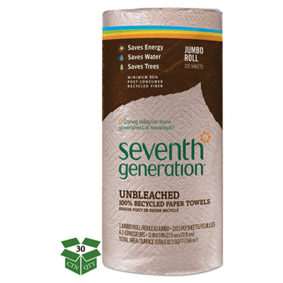 Seventh Generation Natural Unbleached 100  Recycled Paper Towel Rolls 11 x 9 120 Sheets RL 30 RL CT (SEV 13720)