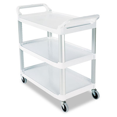 Rubbermaid Commercial Open Sided Utility Cart  Three-Shelf  40 63w x 20d x 37 81h  Off-White (RCP 4091 CRE)