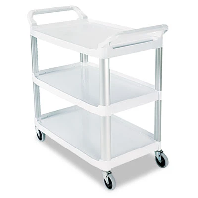 Rubbermaid Commercial Open Sided Utility Cart  Three-Shelf  40 63w x 20d x 37 81h  Off-White (RCP 4091 CRE)