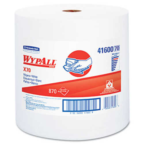 WypAll X70 Cloths  Jumbo Roll  Perf   12 1 2 x 13 2 5  White  870 Towels Roll (KCC 41600)