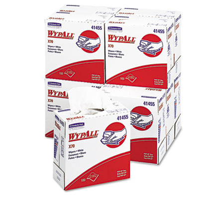WypAll X70 Cloths  POP-UP Box  9 1 10 x 16 4 5  White  100 Box  10 Boxes Carton (KCC 41455)