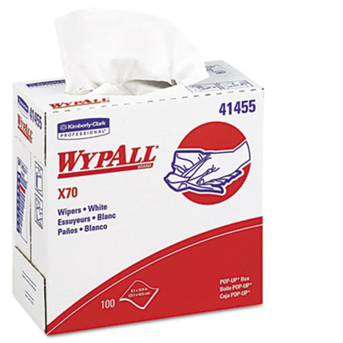 WypAll X70 Cloths  POP-UP Box  9 1 10 x 16 4 5  White  100 Box  10 Boxes Carton (KCC 41455)