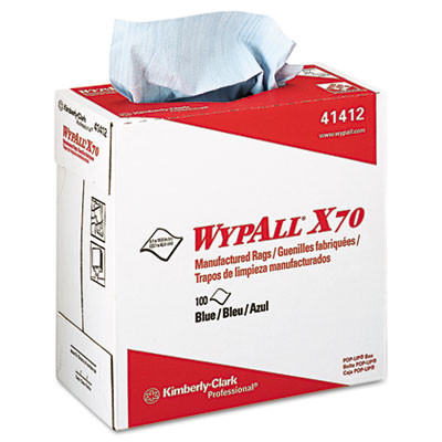 WypAll X70 Cloths  POP-UP Box  9 1 10 x 16 4 5  Blue  100 Box  10 Boxes Carton (KCC 41412)