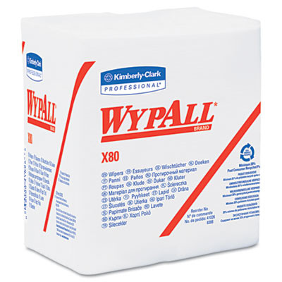 WypAll X80 Cloths  HYDROKNIT  1 4 Fold  12 1 2 x 12  White  50 Box  4 Boxes Carton (KCC 41026)