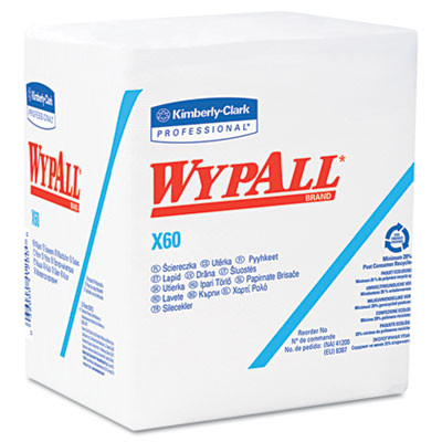 WypAll X60 Cloths  1 4 Fold  12 1 2 x 13  White  76 Box  12 Boxes Carton (KCC 34865)