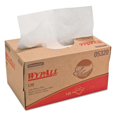 WypAll L10 Towels  POP-UP Box  1Ply  9 x 10 1 2  White  125 Box  18 Boxes Carton (KCC 05320)