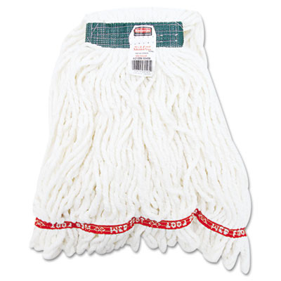 Rubbermaid Commercial Web Foot Shrinkless Looped-End Wet Mop Head  Cotton Synthetic  Medium  White  6 Carton (RCP A212 WHI)