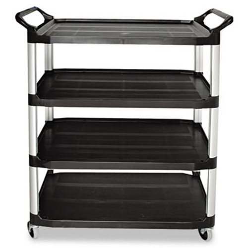 Rubbermaid Commercial Open Sided Utility Cart  Four-Shelf  40 63w x 20d x 51h  Black (RCP 4096 BLA)