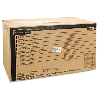 Rubbermaid Commercial Open Sided Utility Cart  Four-Shelf  40 63w x 20d x 51h  Black (RCP 4096 BLA)