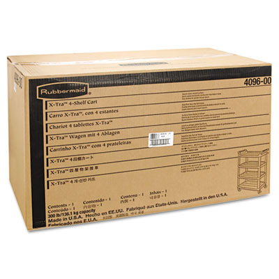 Rubbermaid Commercial Open Sided Utility Cart  Four-Shelf  40 63w x 20d x 51h  Black (RCP 4096 BLA)