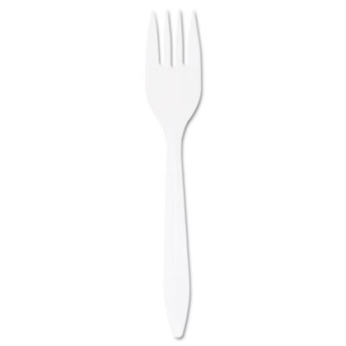 Dart Style Setter Mediumweight Plastic Forks  White  1000 Carton (DCC F6BW)