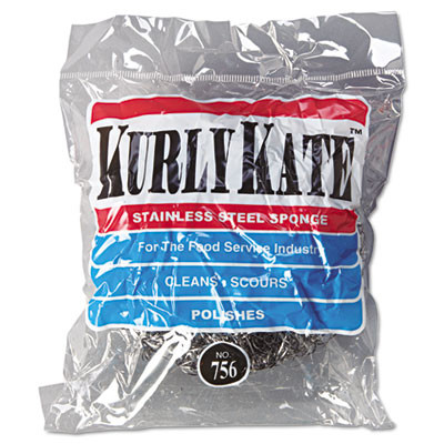 Kurly Kate Stainless Steel Scrubbers  Large  Steel Gray  12 Scrubbers Bag  6 Bags Carton (PUR 756)