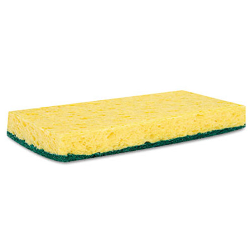 Boardwalk Scrubbing Sponge  Medium Duty  3 6 x 6 1  0 75  Thick  Yellow Green  Individually Wrapped  20 Carton (PAD 174)