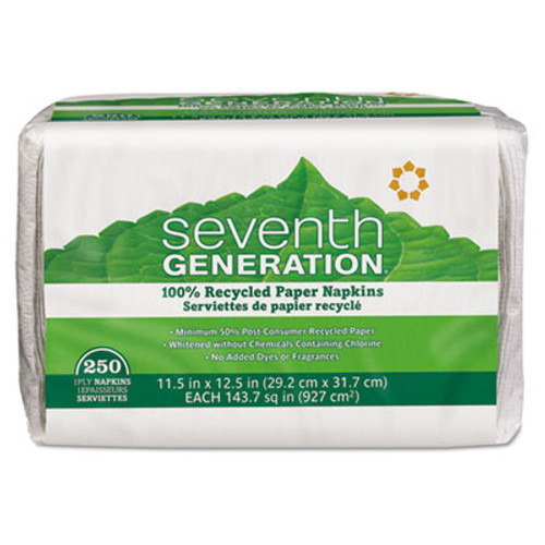 Seventh Generation 100  Recycled Napkins  1-Ply  11 1 2 x 12 1 2  White  250 Pack  12 Packs Carton (SEV 13713)