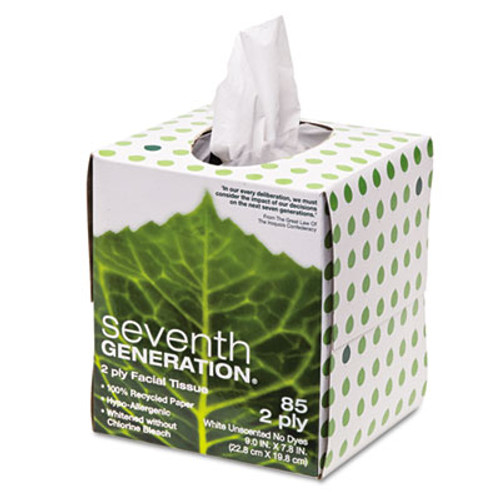 Seventh Generation 100  Recycled Facial Tissue  2-Ply  White  85 Sheets Box (SEV13719EA)
