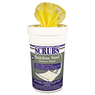 SCRUBS Stainless Steel Cleaner Towels  30 Canister  6 Canisters Carton (DYM 91930)