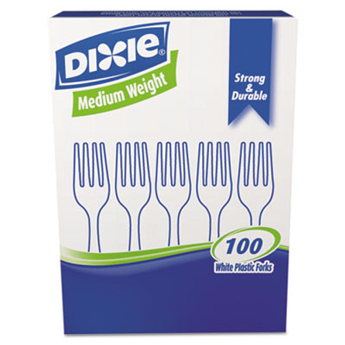 Dixie Plastic Cutlery  Heavy Mediumweight Fork  100 Box (DXEFM207)