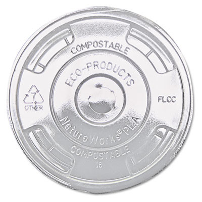 Eco-Products GreenStripe Renewable   Compost Cold Cup Flat Lids  F 9-24oz   100 PK  10 PK CT (ECP EP-FLCC)