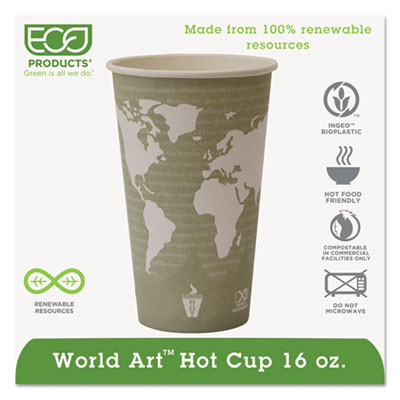 Eco-Products World Art Renewable Compostable Hot Cups  16 oz   50 PK  20 PK CT (ECP EP-BHC16-WA)