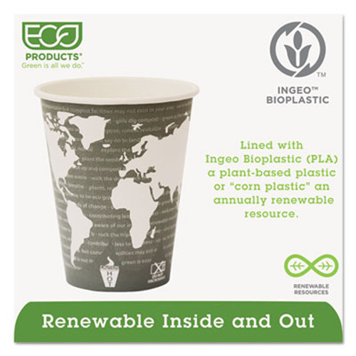 Eco-Products World Art Renewable Compostable Hot Cups  12 oz   50 PK  20 PK CT (ECP EP-BHC12-WA)
