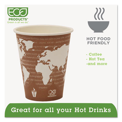 Eco-Products World Art Renewable Compostable Hot Cups  8 oz   50 PK  20 PK CT (ECP EP-BHC8-WA)